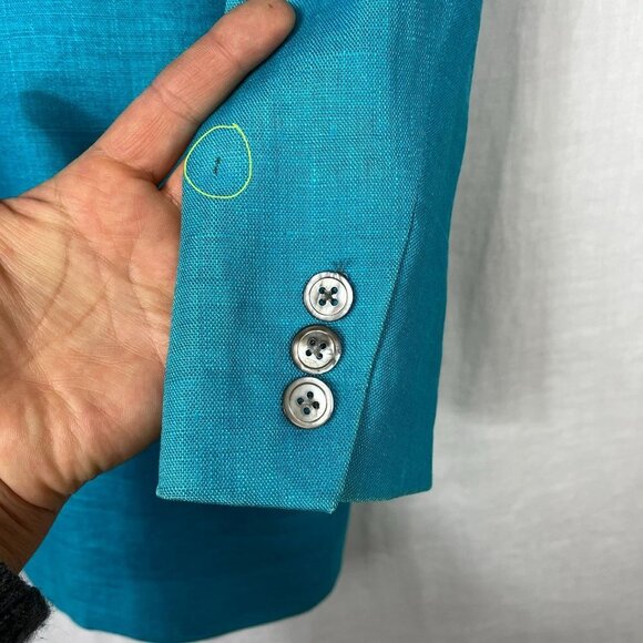 90s Classiques 100% Linen Longline Blazer Womens XS Oversized Bright Crest Retro - Picture 12 of 13